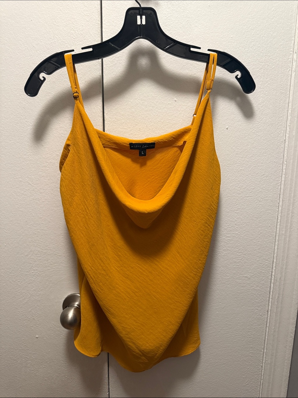 Cowl Neck Spaghetti Strap Camisole in Mustard Yellow by